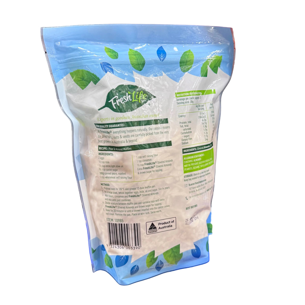FreshLife Australian Slivered Almonds 1kg - 100% Australian Almonds