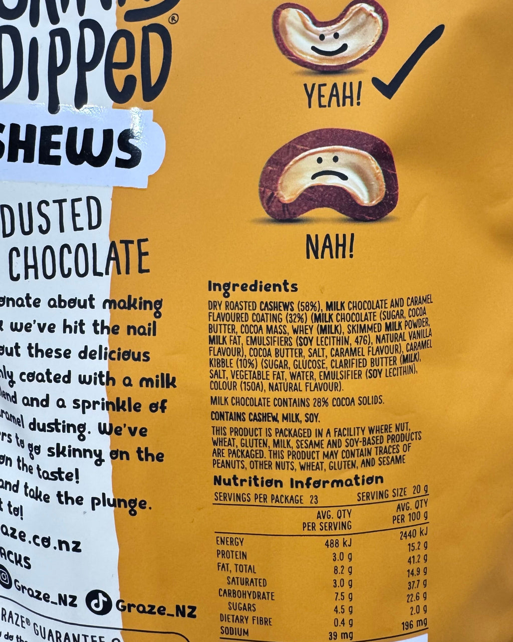 Graze Skinny Dipped Cashews Salted Caramel Milk Chocolate 460g