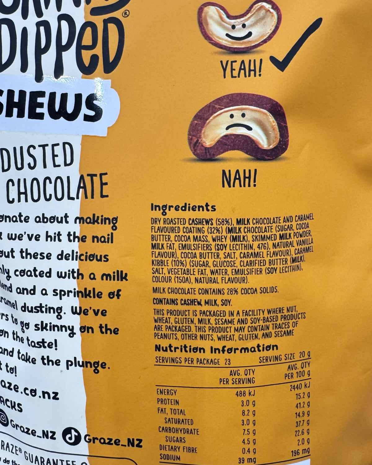 Graze Skinny Dipped Cashews Salted Caramel Milk Chocolate 460g