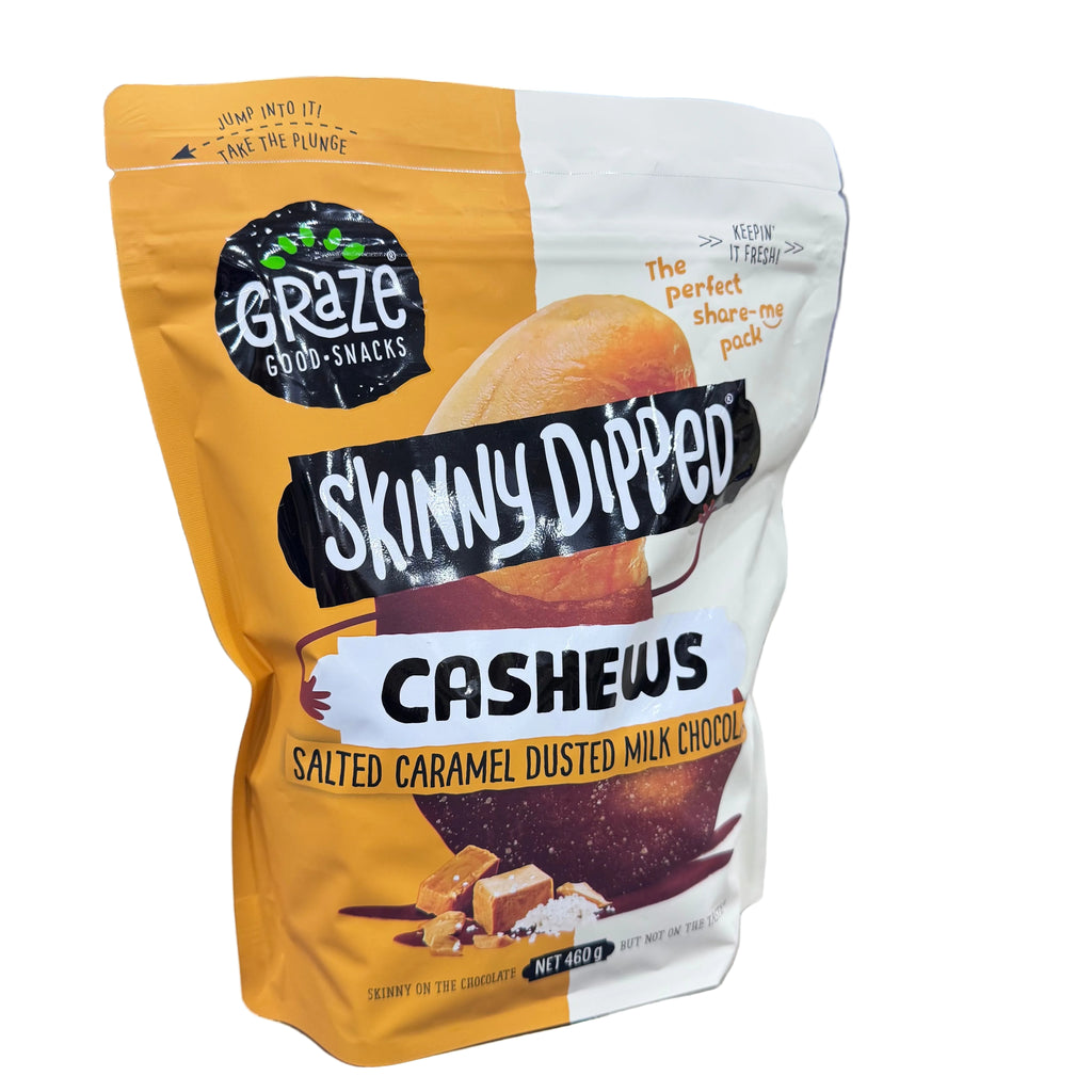 Graze Skinny Dipped Cashews Salted Caramel Milk Chocolate 460g