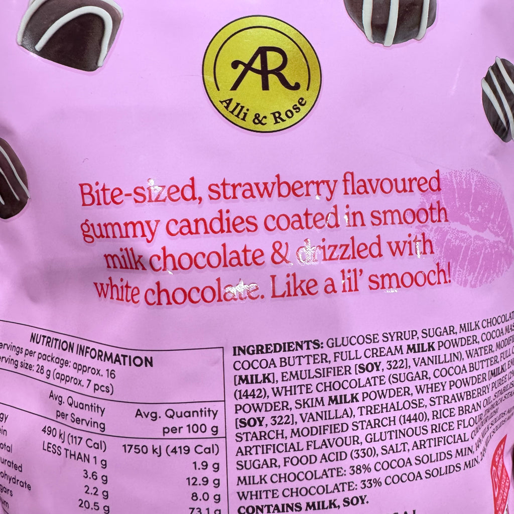 Alli & Rose Strawberry Flavoured Smoochies Milk Chocolate Gummy Candy 450g