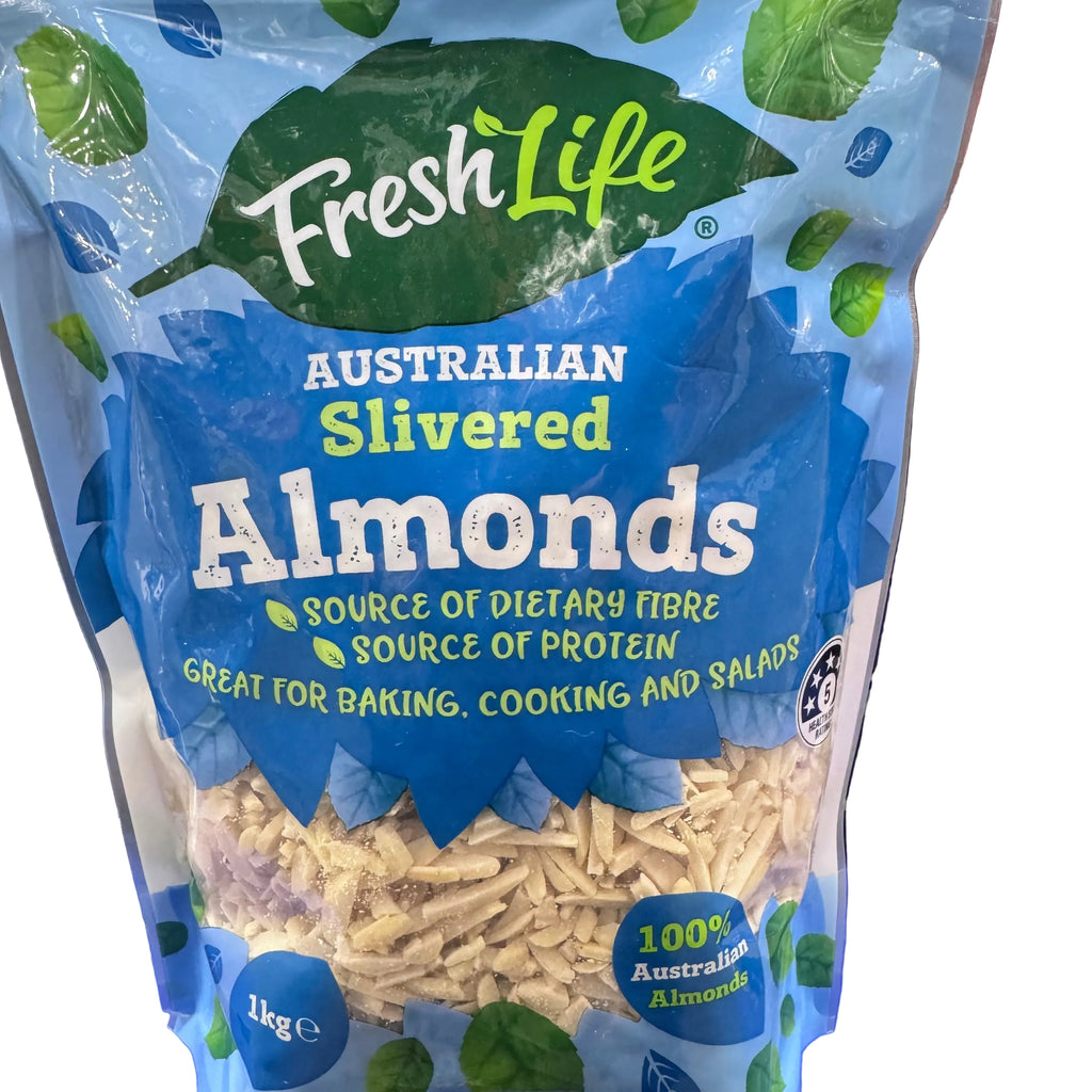 FreshLife Australian Slivered Almonds 1kg - 100% Australian Almonds