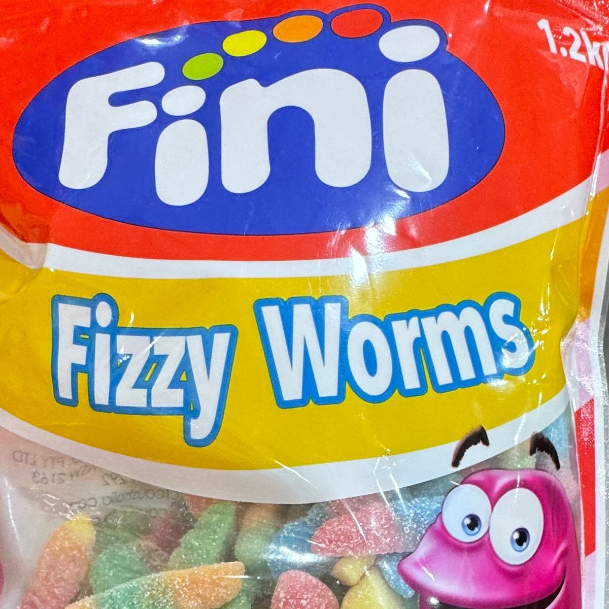 Fini Fizzy Worms Sour Gummy Candy 1.2kg Bulk Bag