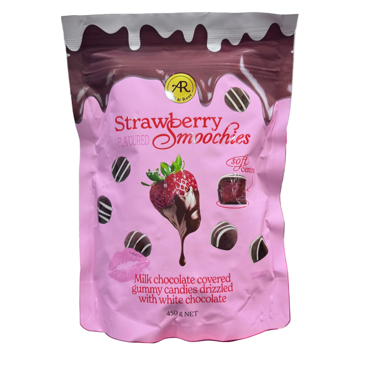 Alli & Rose Strawberry Flavoured Smoochies Milk Chocolate Gummy Candy 450g