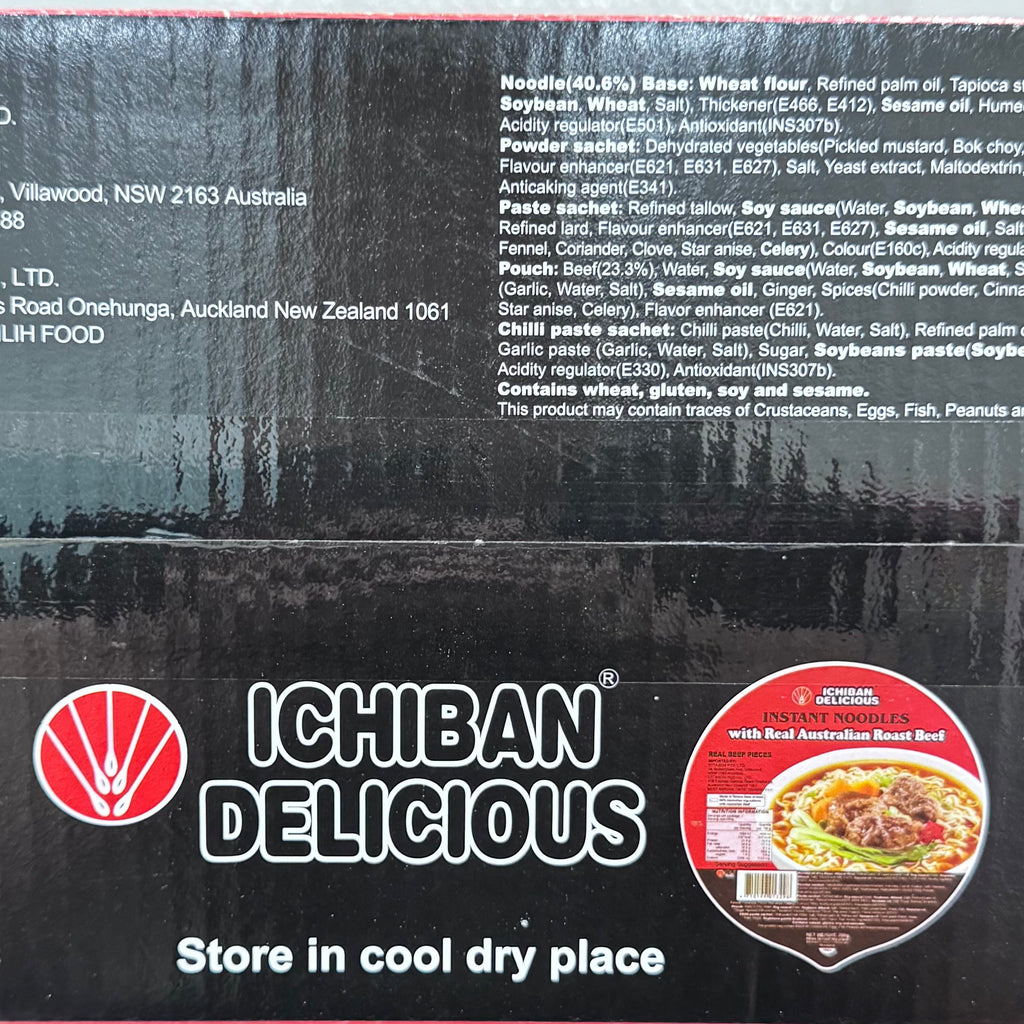 Ichiban Instant Noodle Bowls - Real Australian Roast Beef (6 Pack / 1.2kg)
