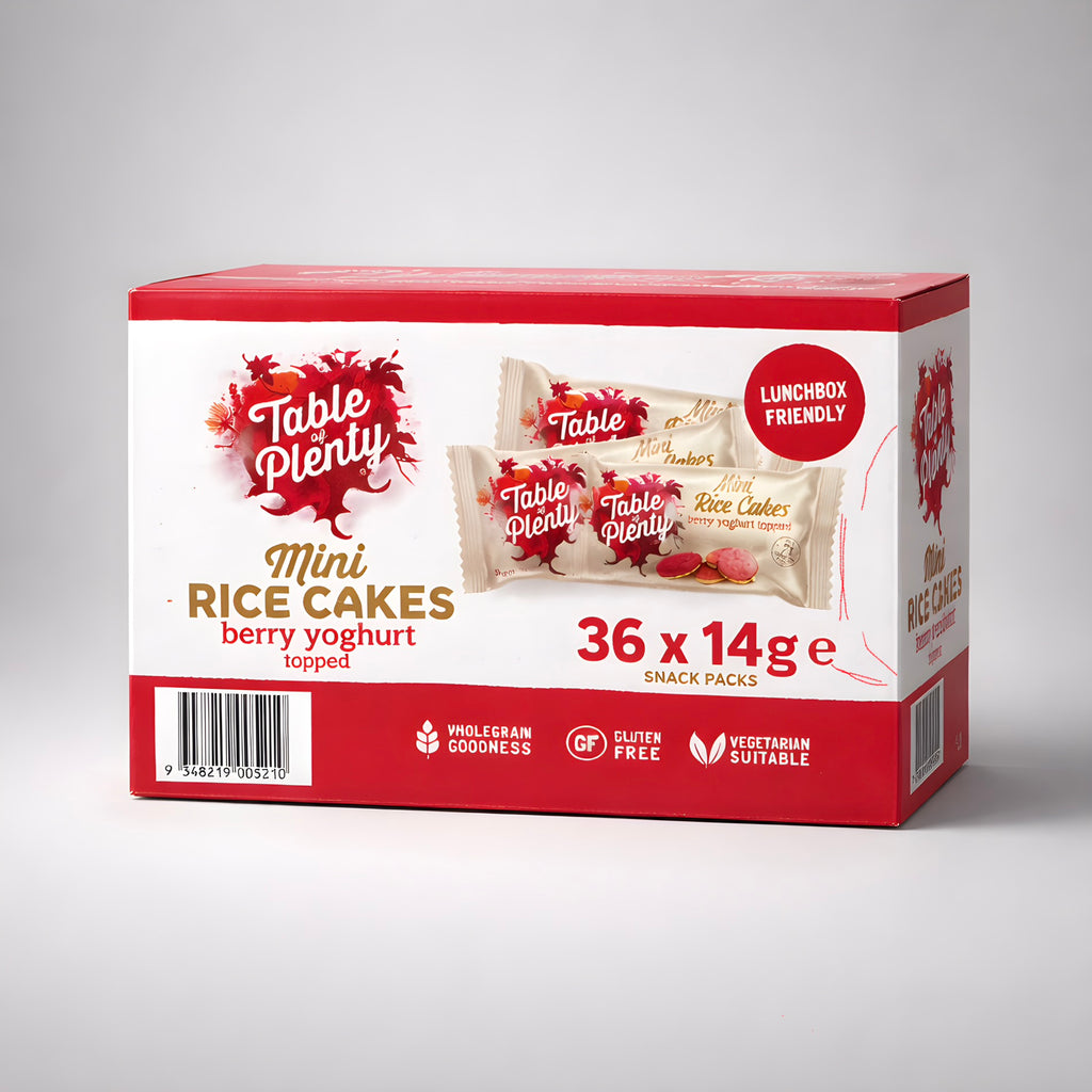 Table of Plenty Mini Rice Cakes Berry Yoghurt Topped 36 X 14g Snack Packs