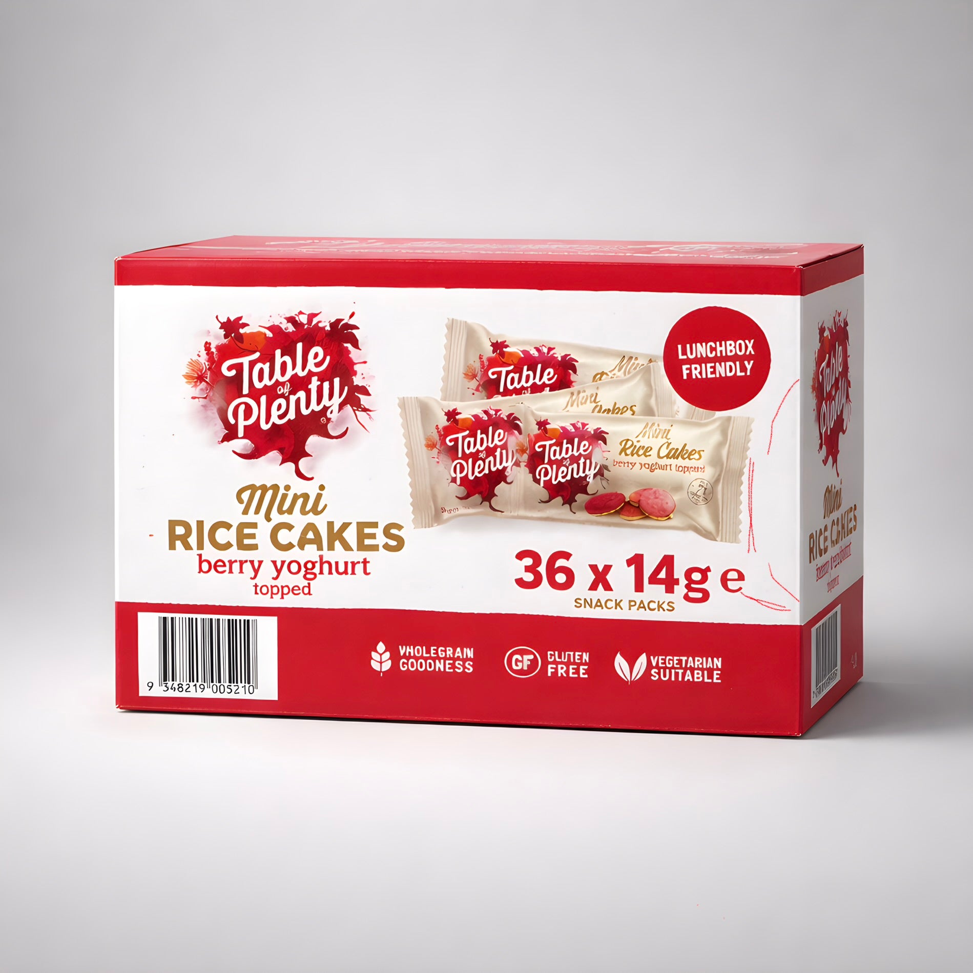 Table of Plenty Mini Rice Cakes Berry Yoghurt Topped 36 X 14g Snack Packs