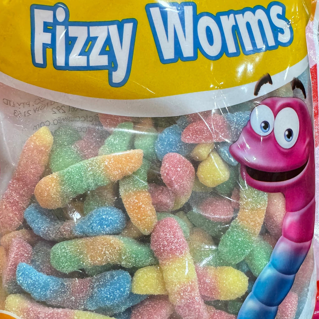 Fini Fizzy Worms Sour Gummy Candy 1.2kg Bulk Bag
