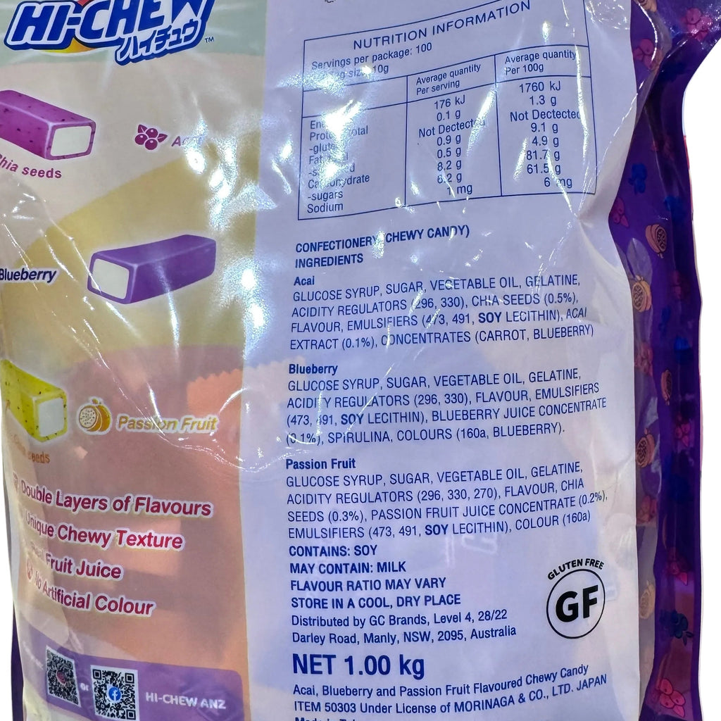 Hi-Chew Gummy Candy Acai Smoothie Mix 1kg (Acai, Blueberry, Passion Fruit)