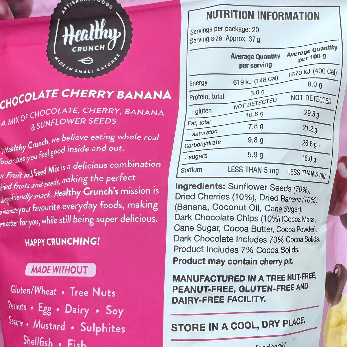 Healthy Crunch Fruit & Seed Mix - Chocolate Cherry Banana 737g