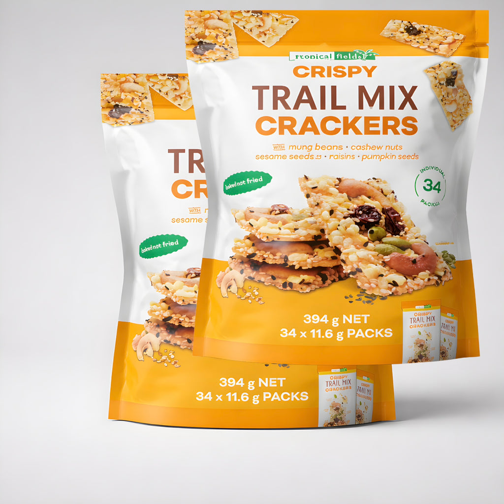 2 X Crispy Trail Mix Mung Beans Cashew Sesame Seed Raisin Crackers Baked 788Gram