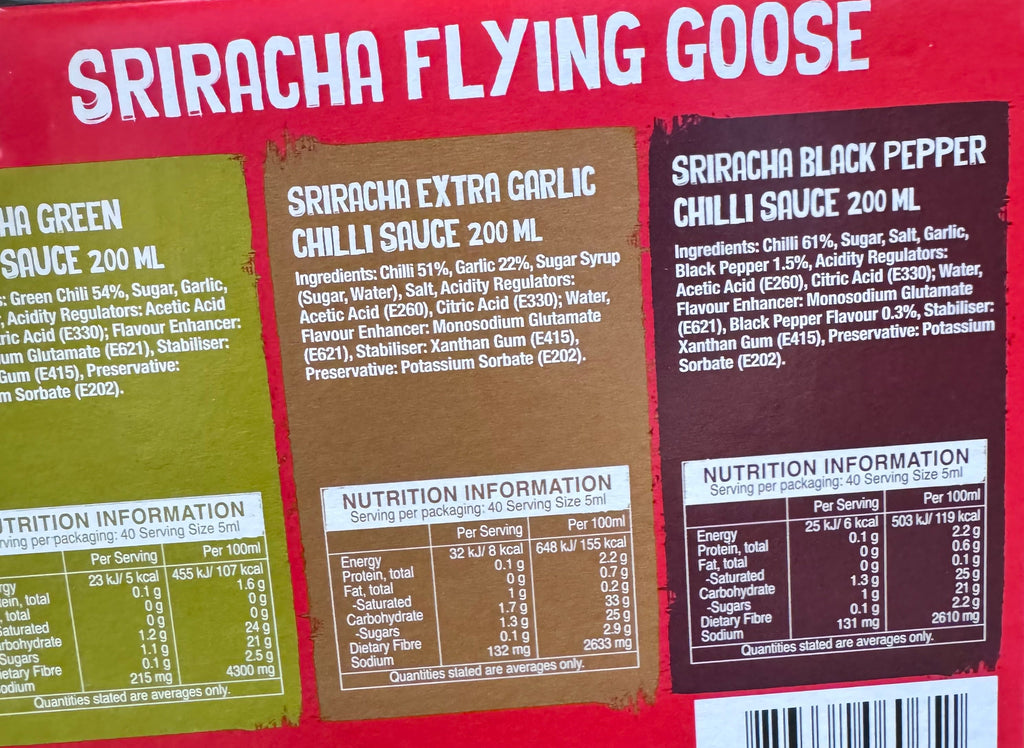 Flying Goose Sriracha Mixed Pack 6 x 200ml - Thai Hot Sauce Variety Set