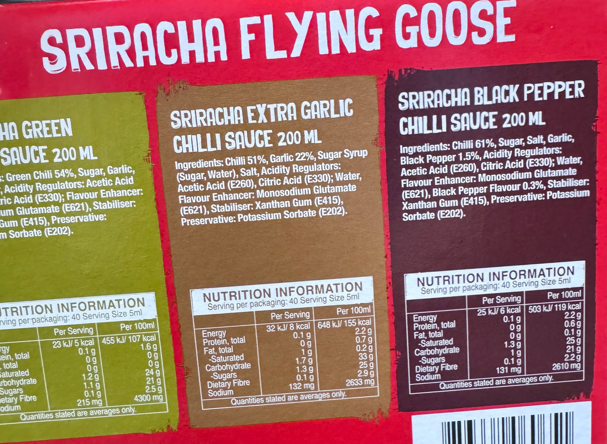 Flying Goose Sriracha Mixed Pack 6 x 200ml - Thai Hot Sauce Variety Set