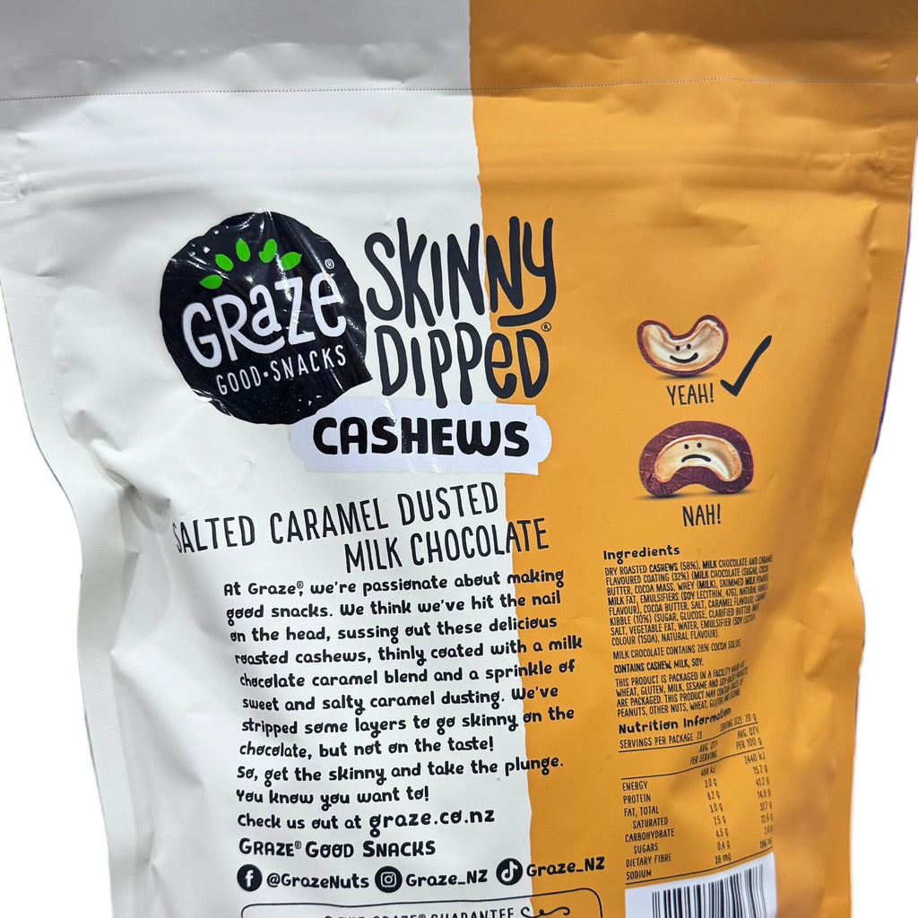 Graze Skinny Dipped Cashews Salted Caramel Milk Chocolate 460g
