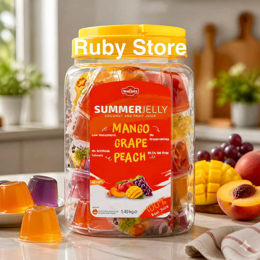 New Choice Summer Jelly Mango Grape Peach Coconut 100% Real Fruit Juice 1.49kg