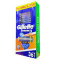 Gillette Sensor3 Disposable Pivoting Head Anti-slip Rubber Handle Mel 36 Pack