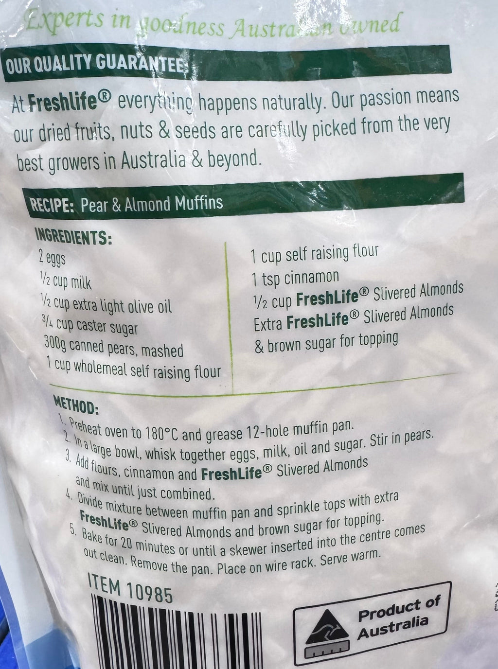 FreshLife Australian Slivered Almonds 1kg - 100% Australian Almonds