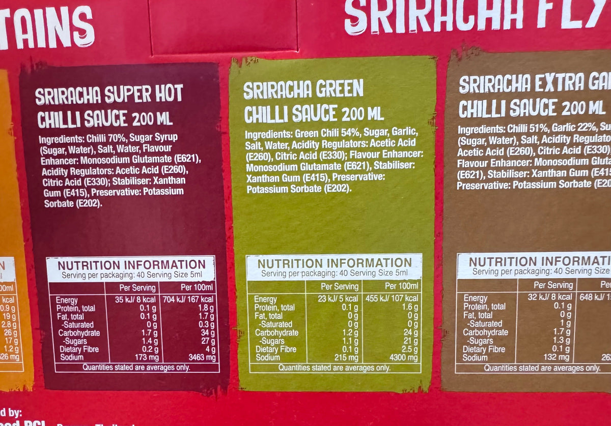 Flying Goose Sriracha Mixed Pack 6 x 200ml - Thai Hot Sauce Variety Set