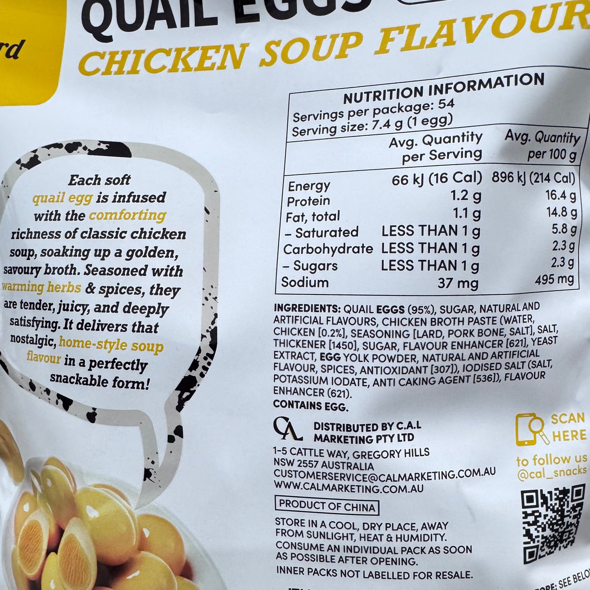 The Snak Yard Chicken Soup Flavoured Quail Eggs 400g (54 Packs)