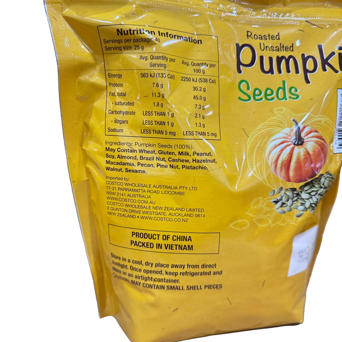 Roasted Unsalted Pumpkin Seeds 1kg – Healthy Snack Bag