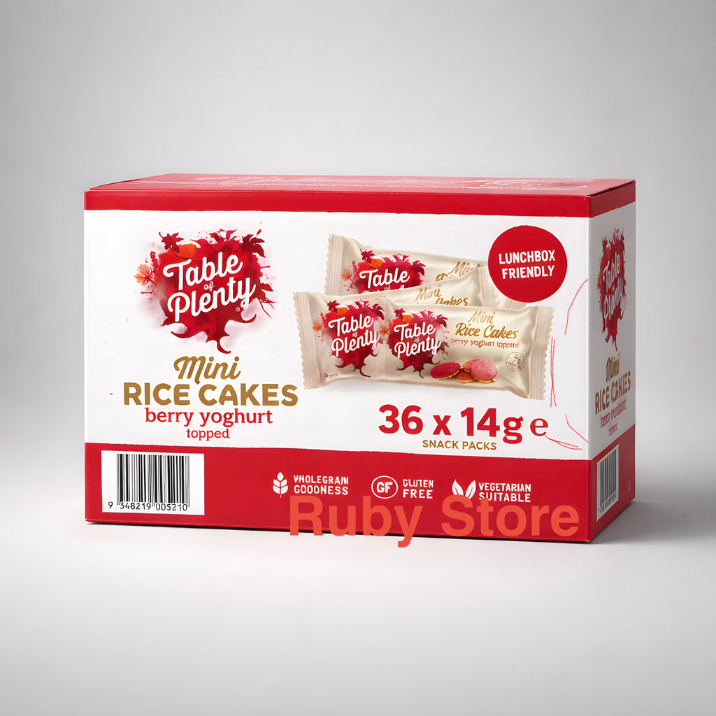 Table of Plenty Mini Rice Cakes Berry Yoghurt Topped 36 X 14g Snack Packs