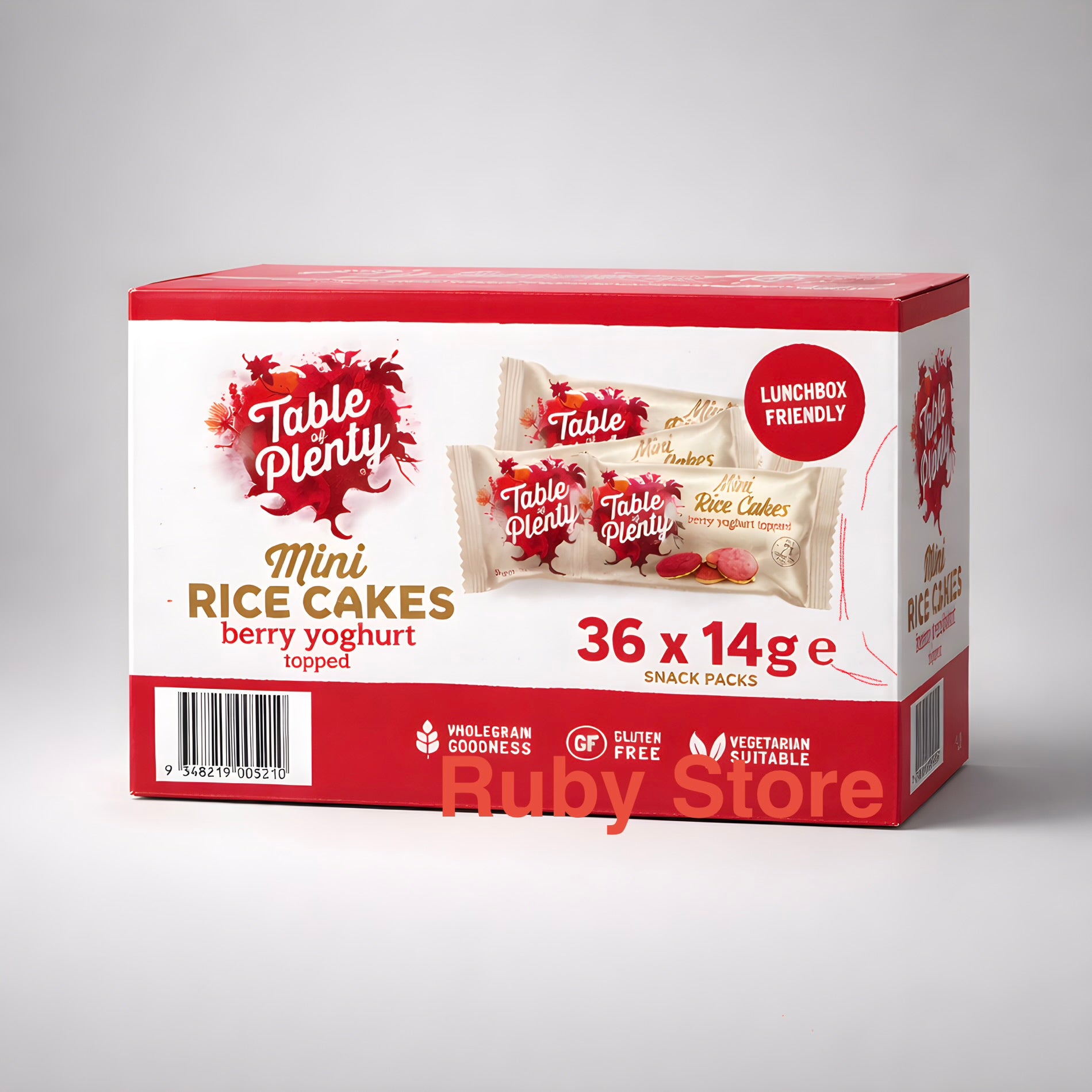 Table of Plenty Mini Rice Cakes Berry Yoghurt Topped 36 X 14g Snack Packs