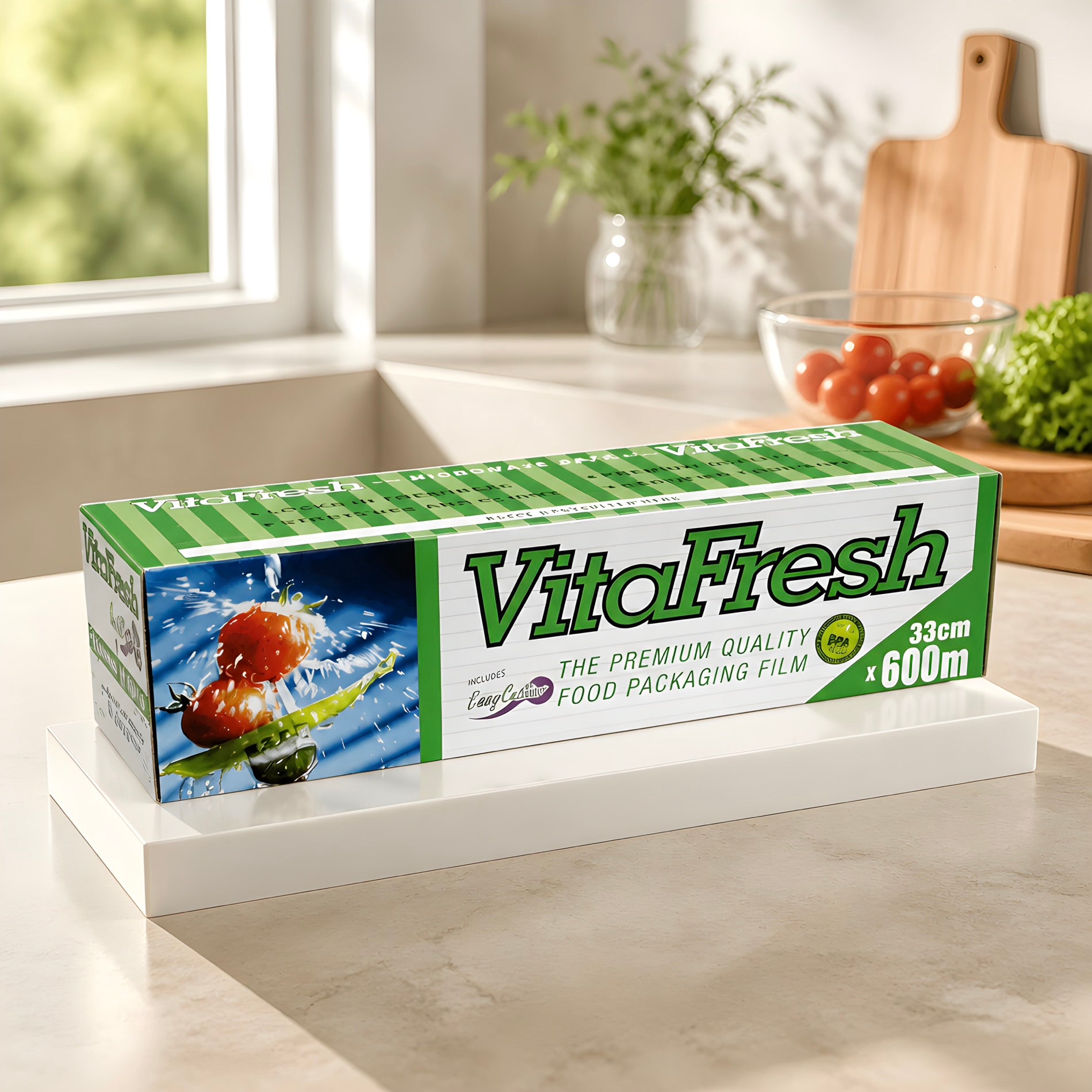 Vitafresh Cling Wrap Film 33cm x 600M Food Packaging Stretch with Slide Cutter