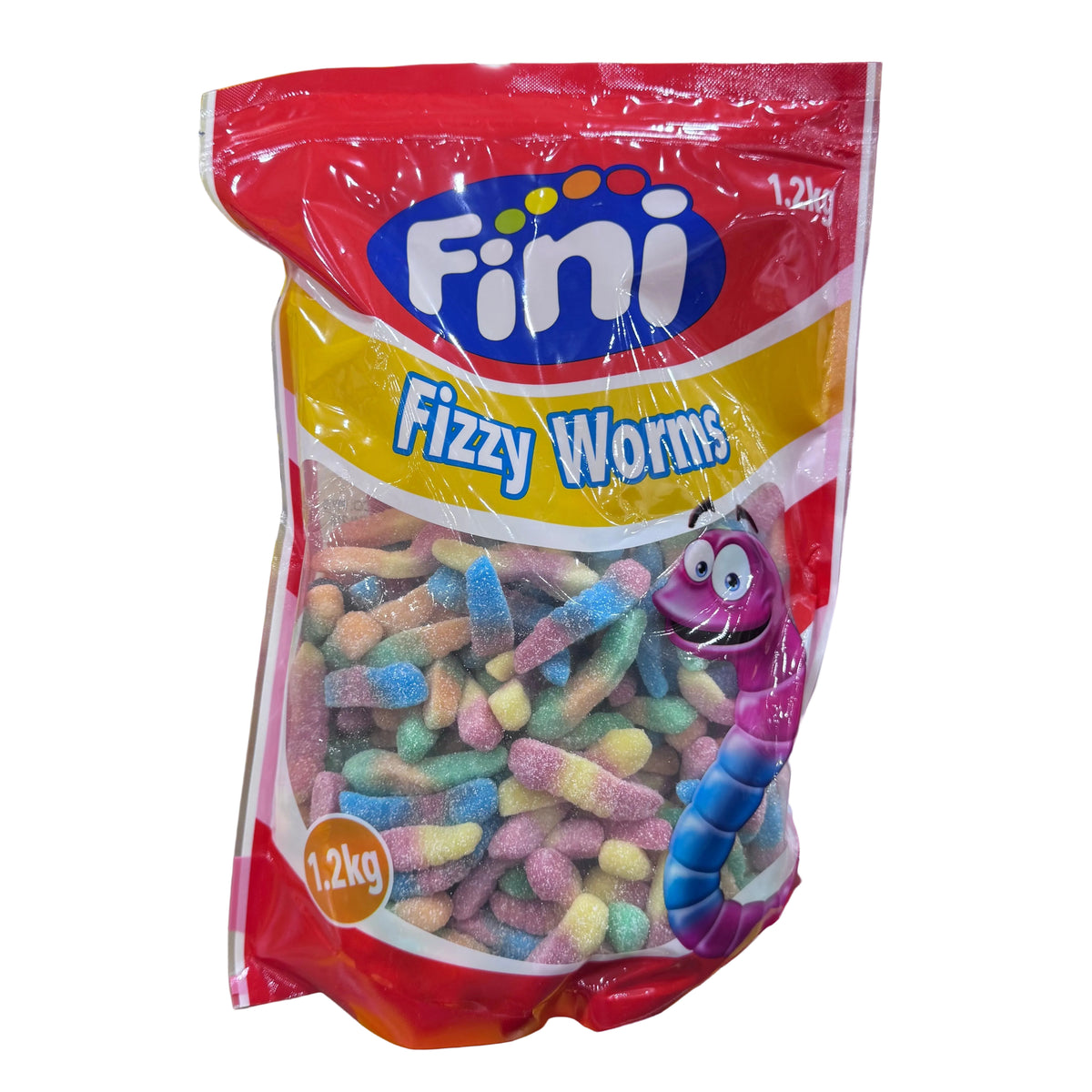 Fini Fizzy Worms Sour Gummy Candy 1.2kg Bulk Bag
