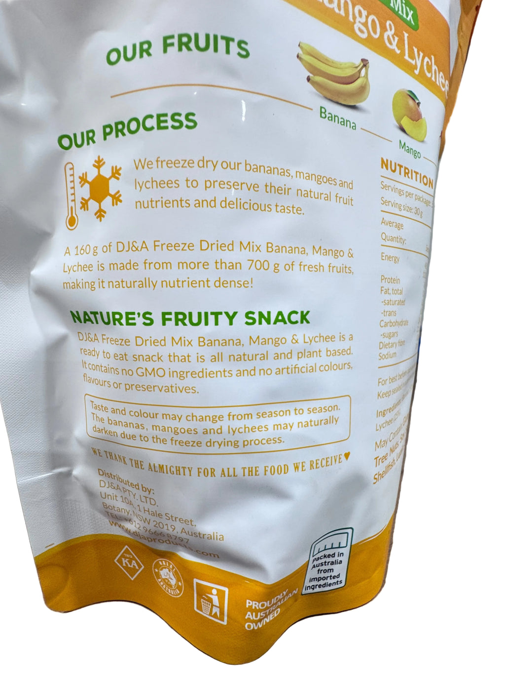 DJ&A Freeze Dried Mix Banana, Mango & Lychee 160g