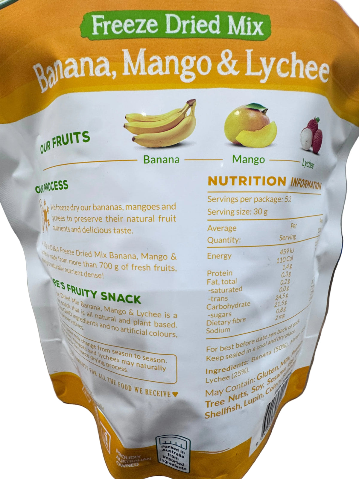 DJ&A Freeze Dried Mix Banana, Mango & Lychee 160g