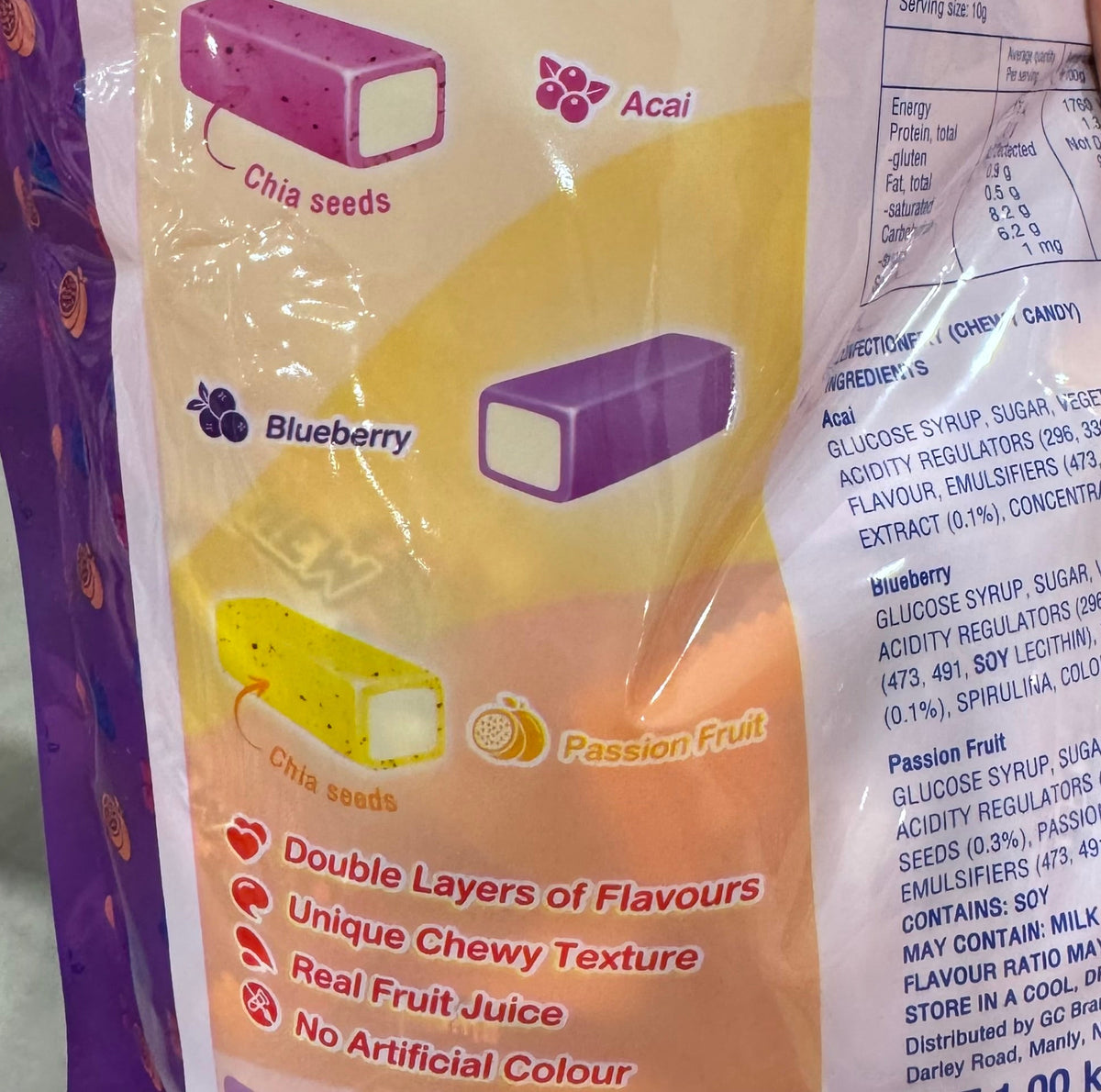Hi-Chew Gummy Candy Acai Smoothie Mix 1kg (Acai, Blueberry, Passion Fruit)