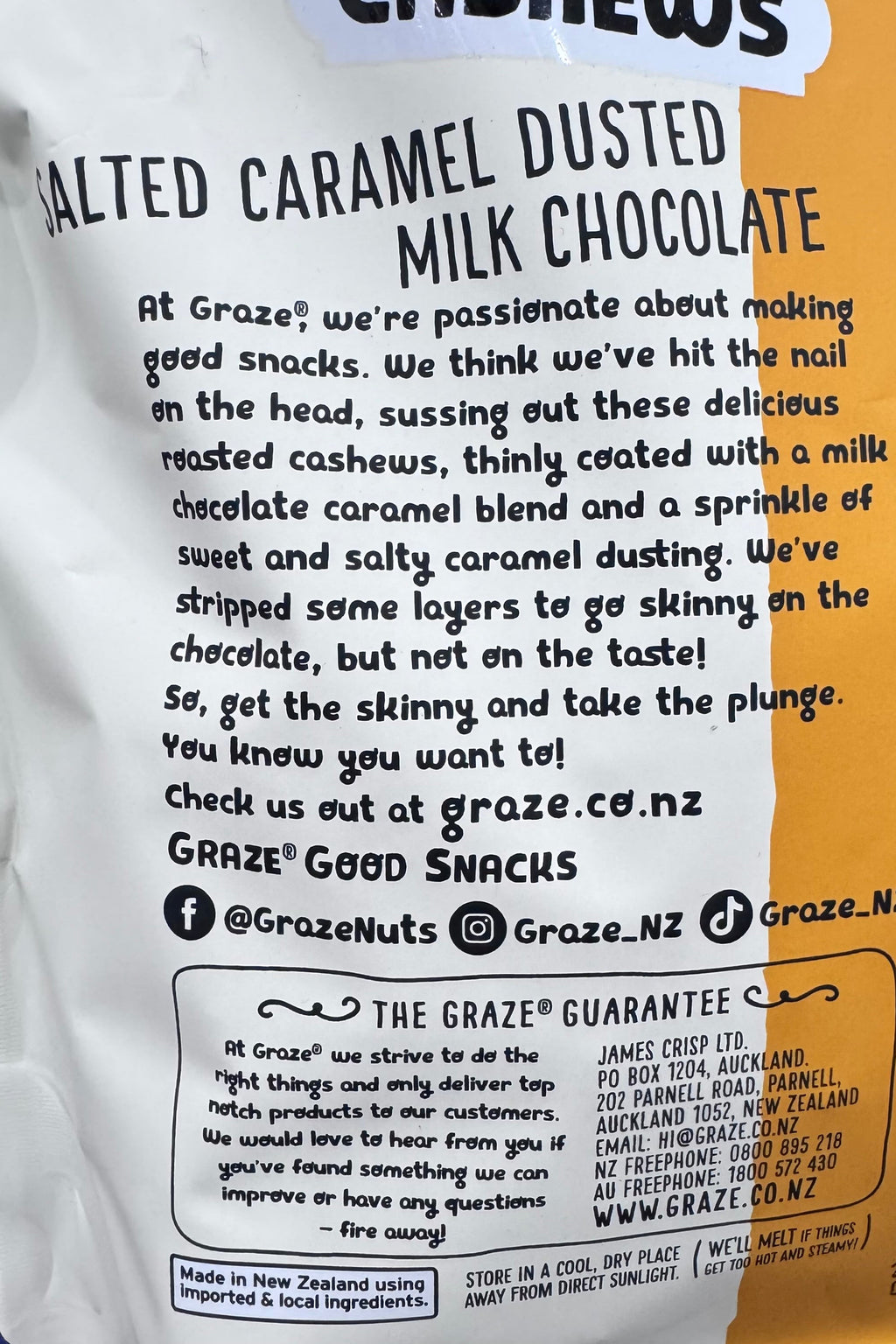 Graze Skinny Dipped Cashews Salted Caramel Milk Chocolate 460g