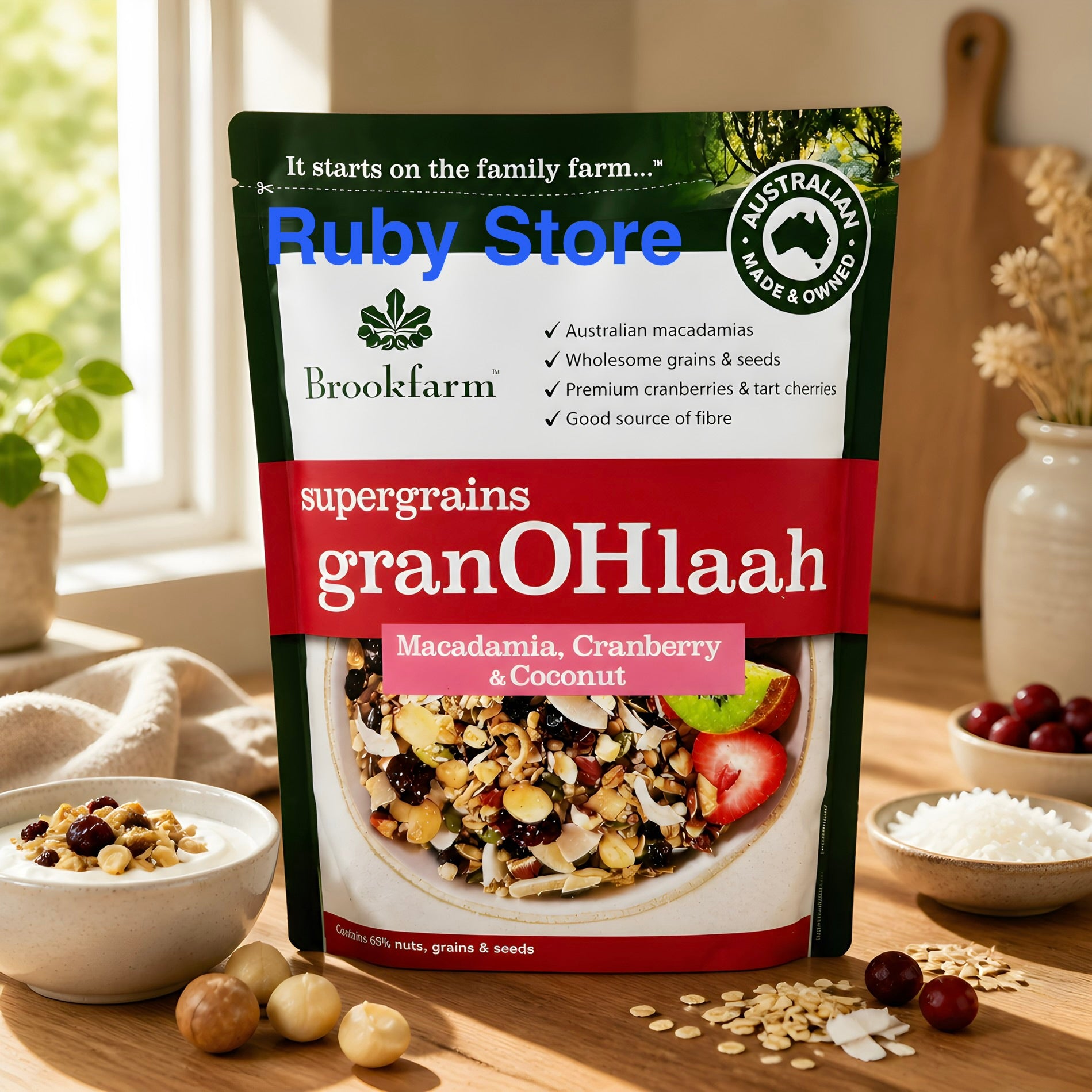 Brookfarm Supergrains GranOHlaah Macadamia Cranberry&Coconut 1.3kg, Seeds *NEW*