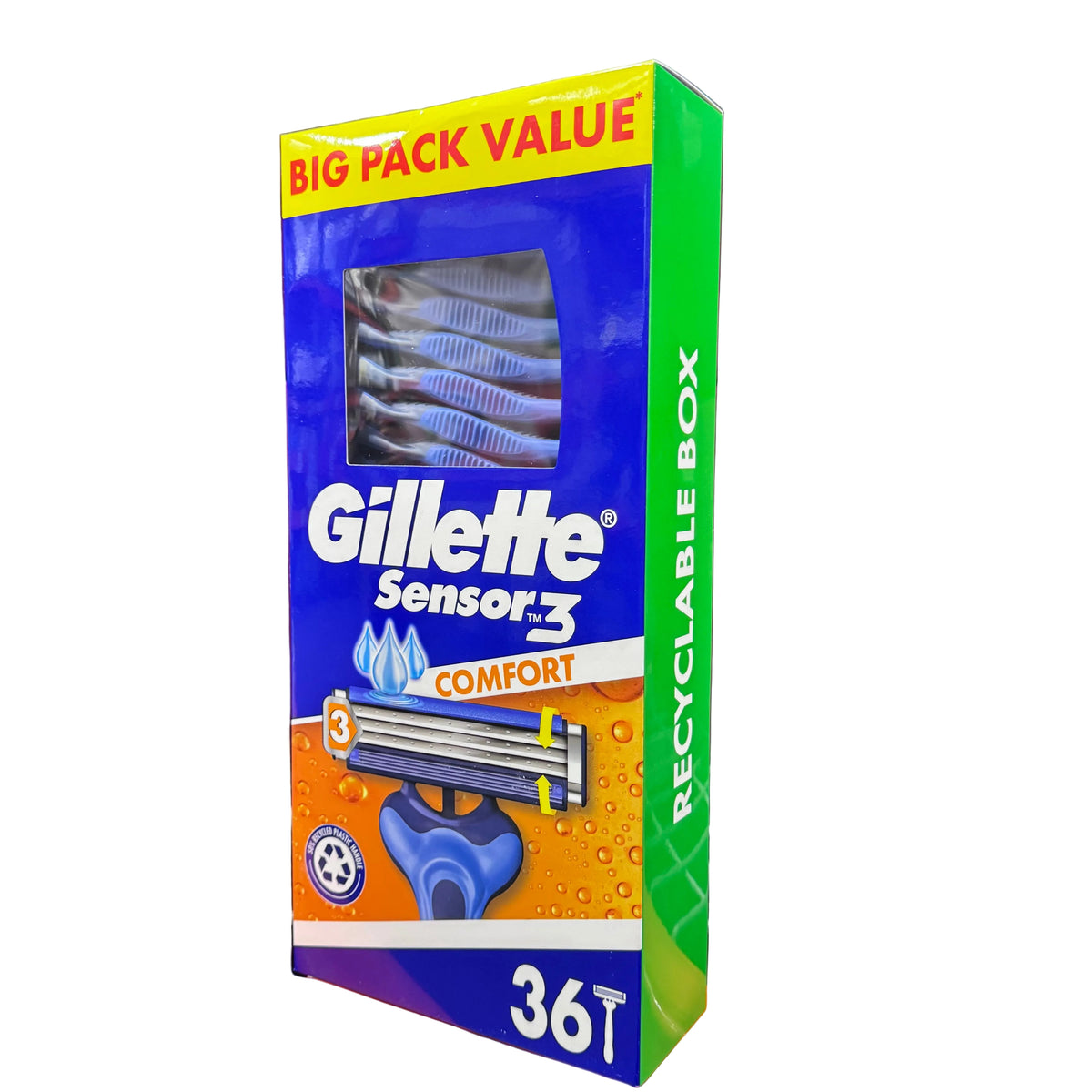 Gillette Sensor3 Disposable Pivoting Head Anti-slip Rubber Handle Mel 36 Pack