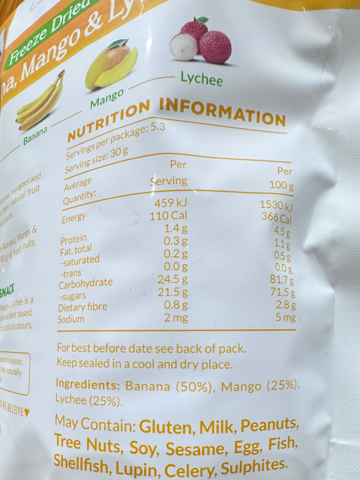DJ&A Freeze Dried Mix Banana, Mango & Lychee 160g