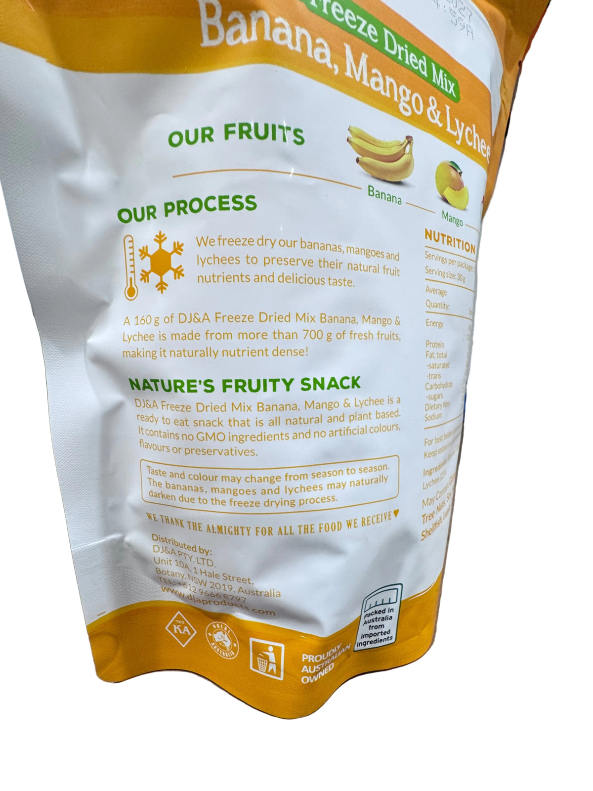 DJ&A Freeze Dried Mix Banana, Mango & Lychee 160g