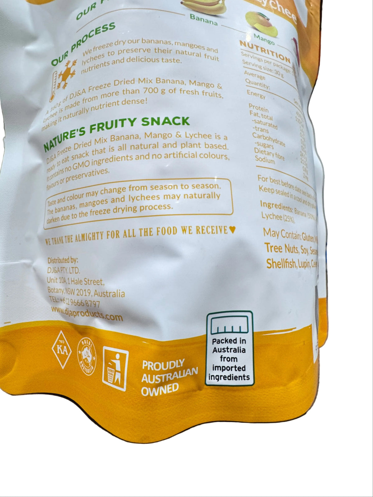 DJ&A Freeze Dried Mix Banana, Mango & Lychee 160g