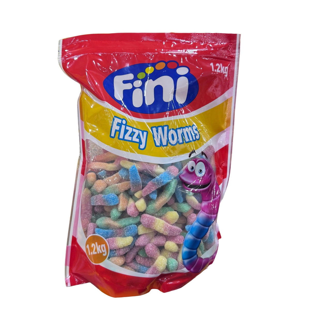 Fini Fizzy Worms Sour Gummy Candy 1.2kg Bulk Bag