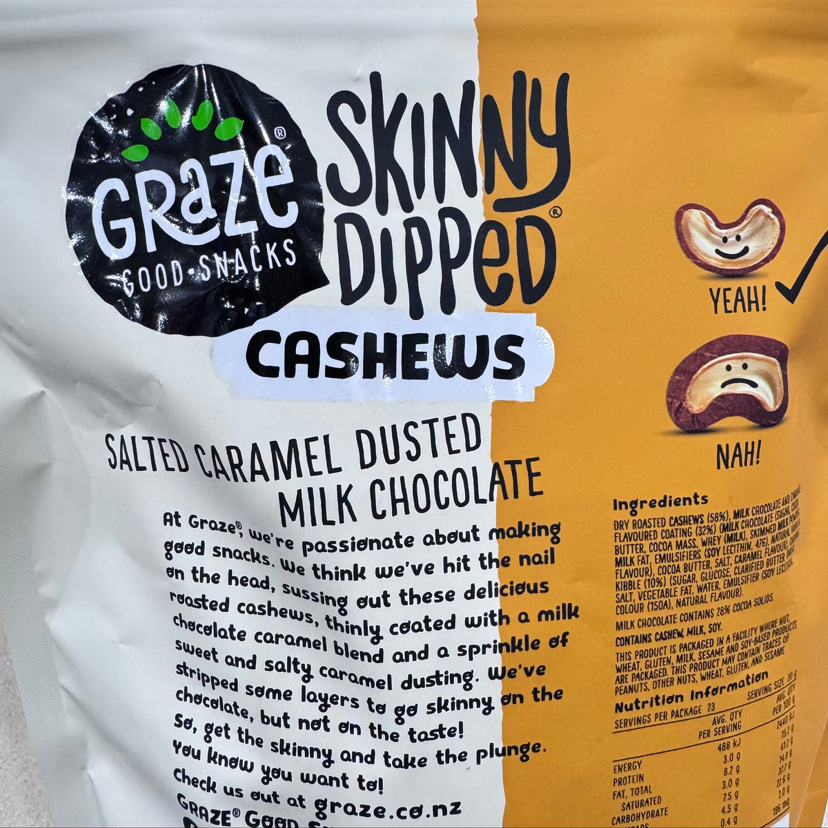 Graze Skinny Dipped Cashews Salted Caramel Milk Chocolate 460g