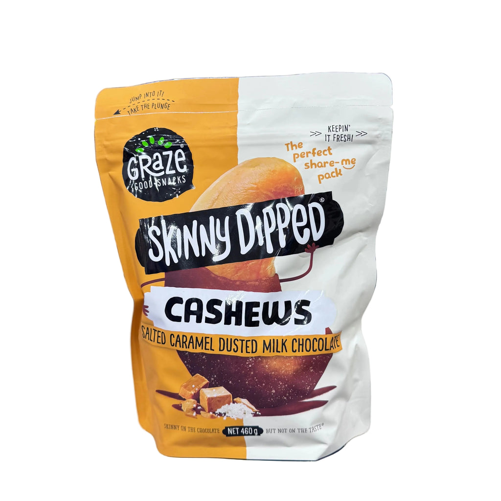 Graze Skinny Dipped Cashews Salted Caramel Milk Chocolate 460g
