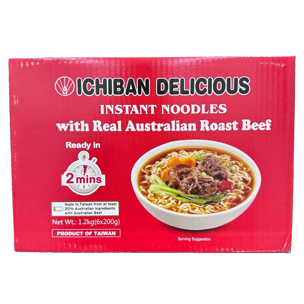 Ichiban Instant Noodle Bowls - Real Australian Roast Beef (6 Pack / 1.2kg)