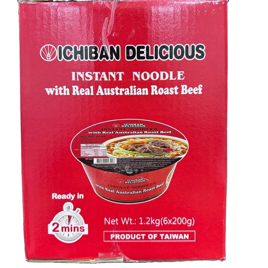 Ichiban Instant Noodle Bowls - Real Australian Roast Beef (6 Pack / 1.2kg)