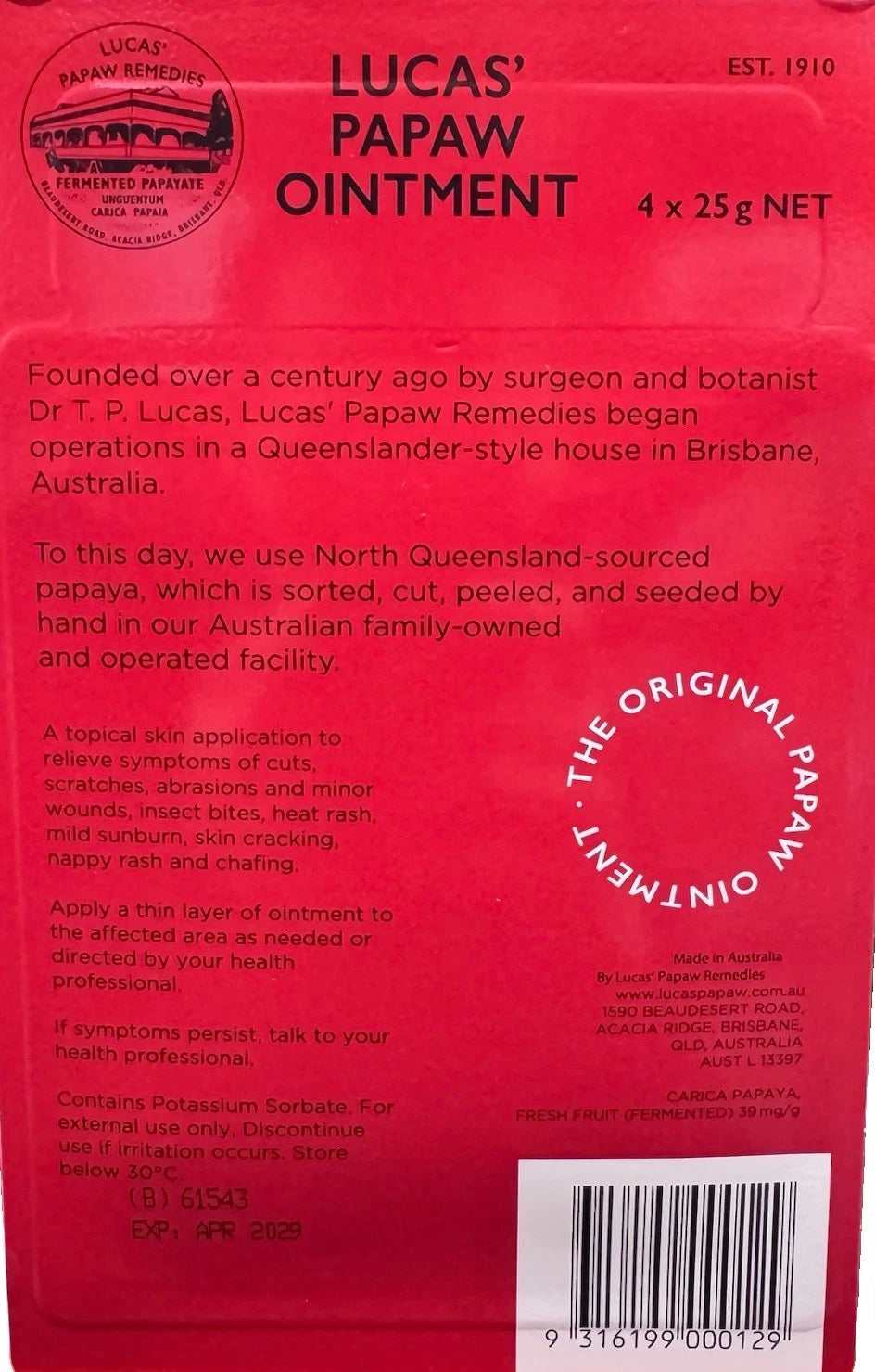 Lucas Papaw Ointment 4 x 25g