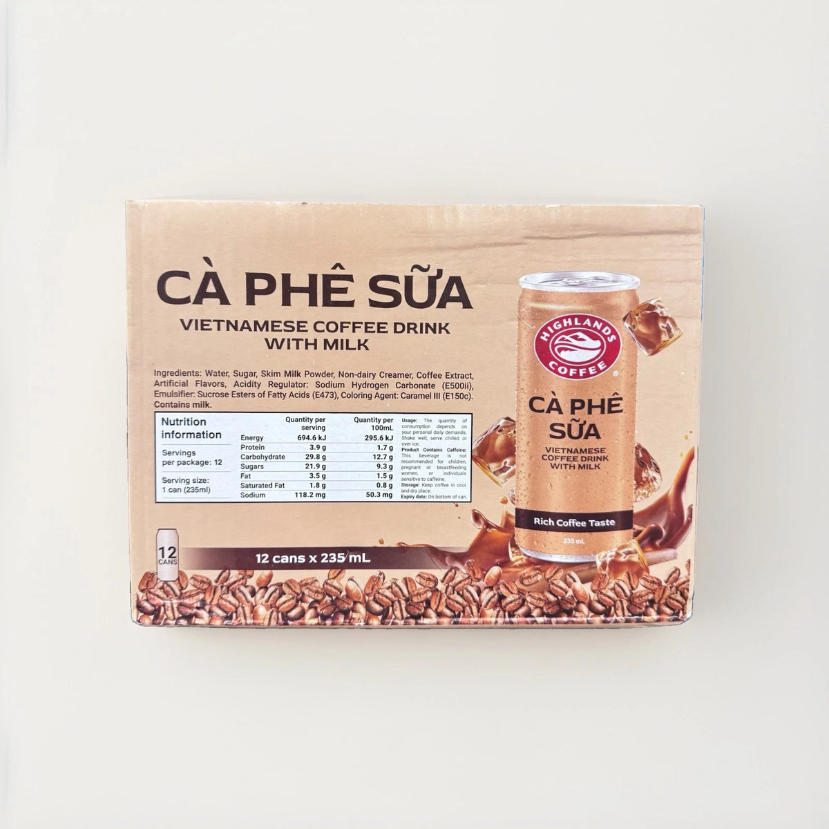 Highlands Vietnamese Coffee with Milk, Authentic Vietnamese Taste, Pack of 12