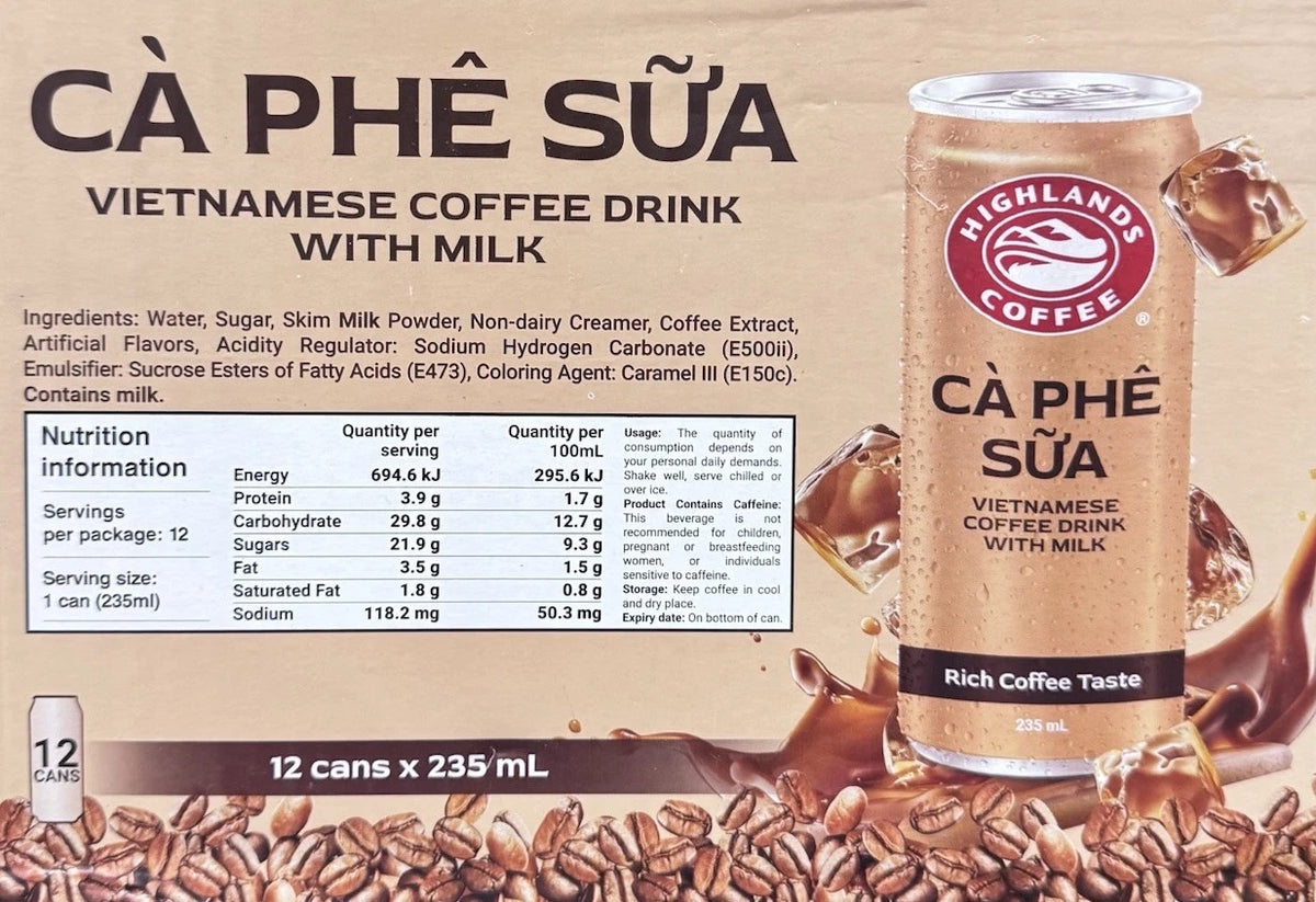 Highlands Vietnamese Coffee with Milk, Authentic Vietnamese Taste, Pack of 12